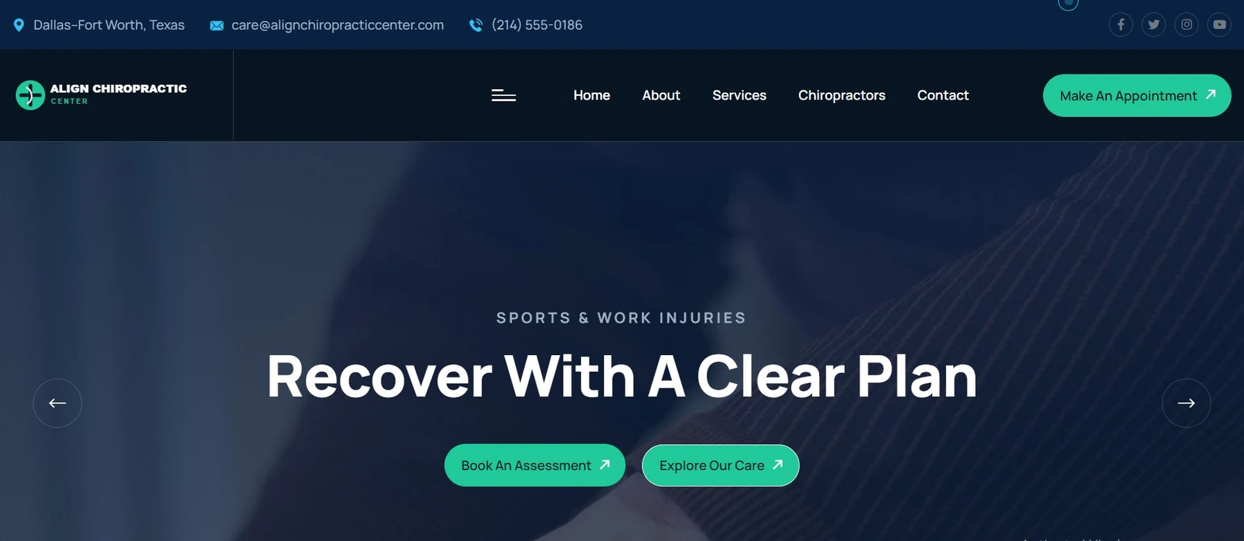 Align Chiropractic Center website screenshot