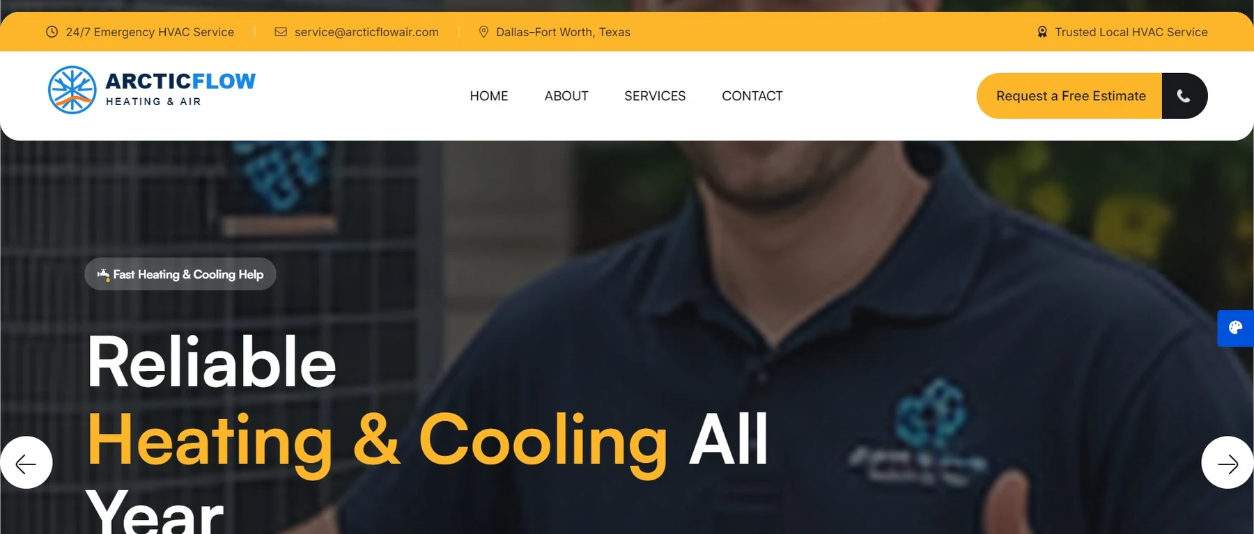 ArcticFlow Heating & Air website screenshot