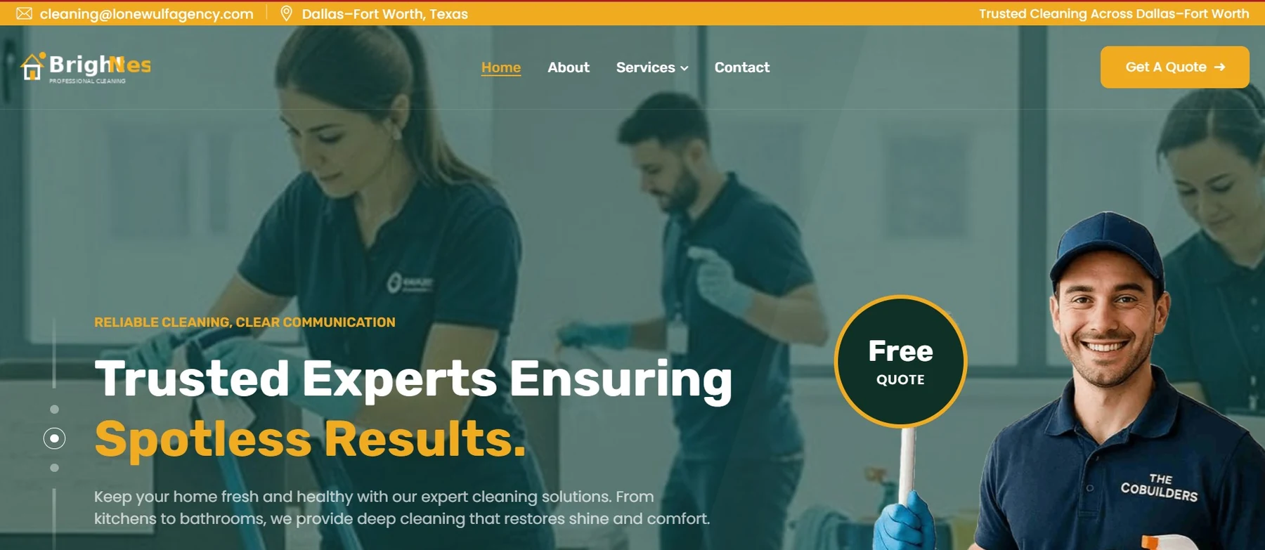 BrightNest Cleaning website screenshot
