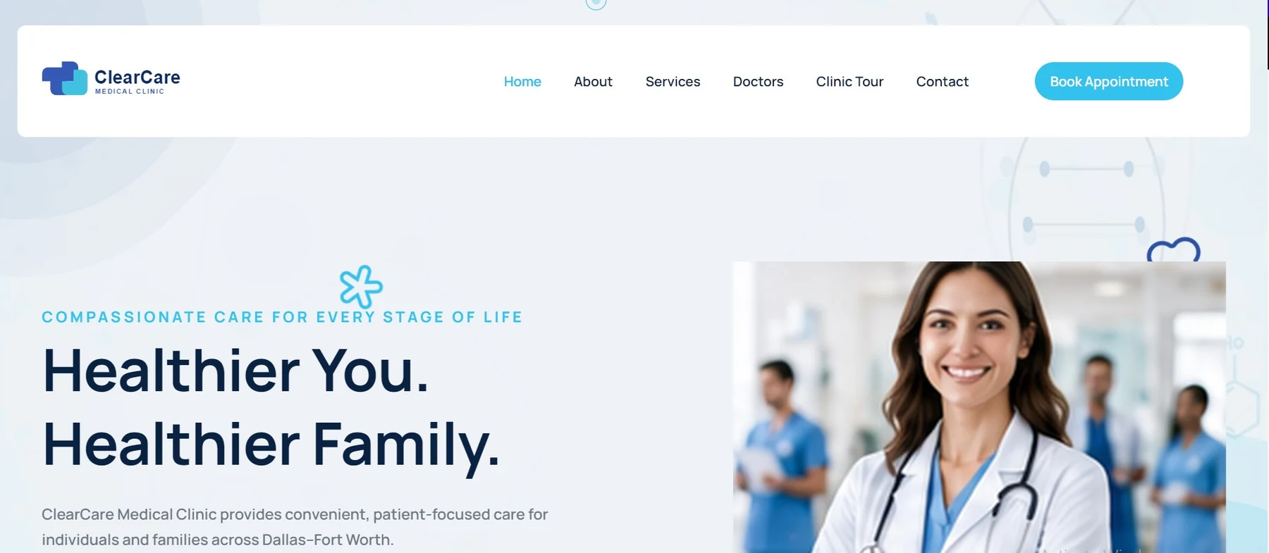 ClearCare Medical Clinic website screenshot