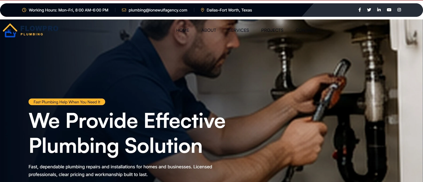 FlowPro Plumbing website screenshot