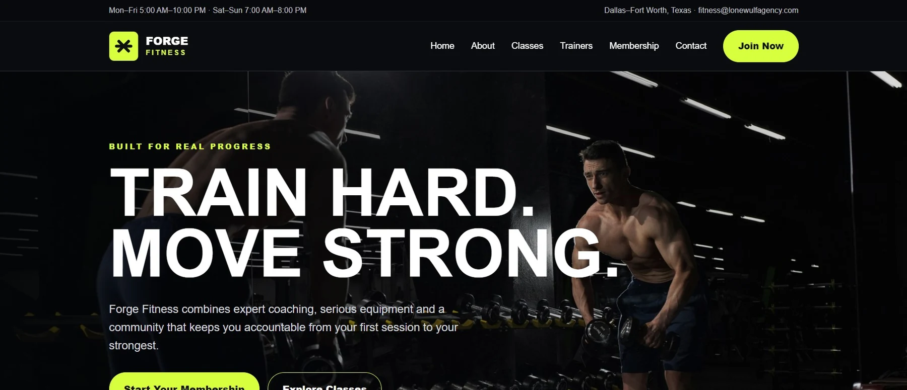 Forge Fitness website screenshot