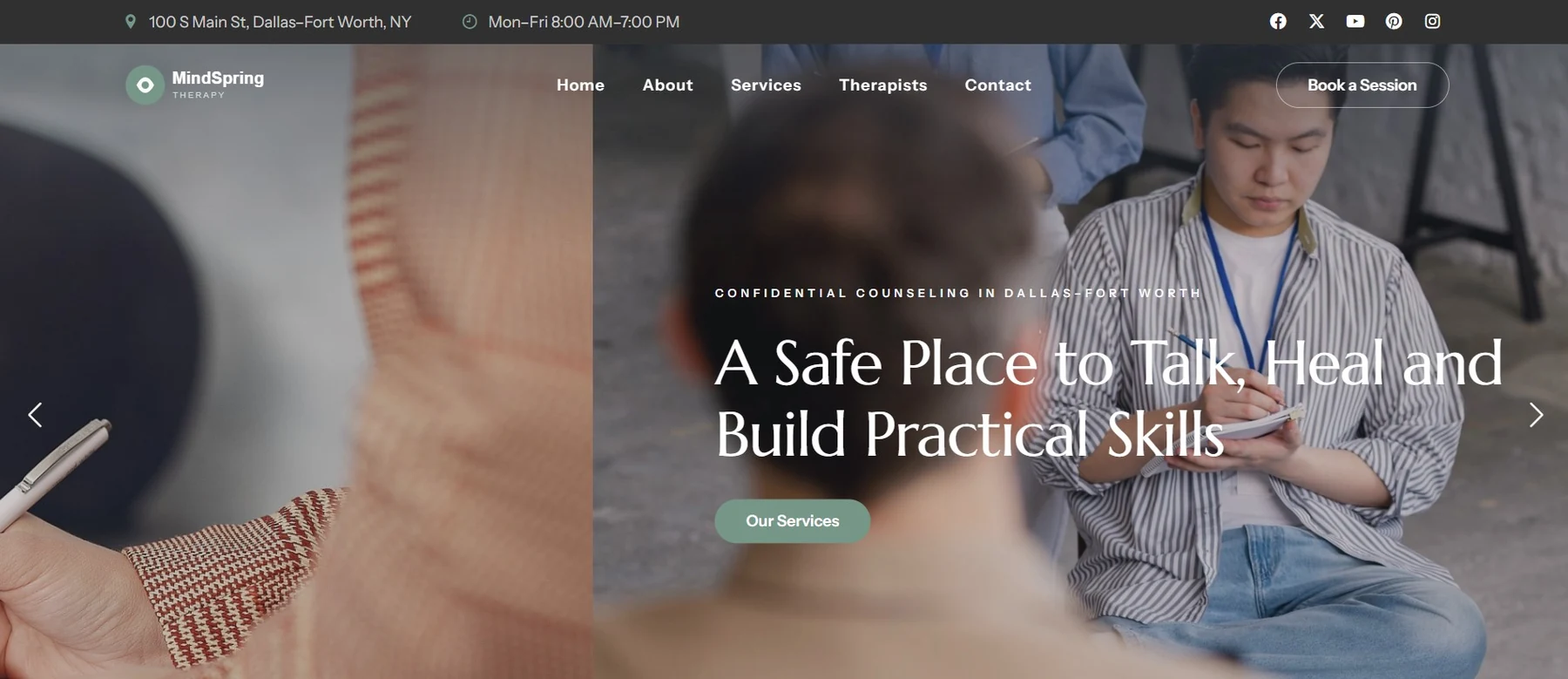 MindSpring Therapy website screenshot